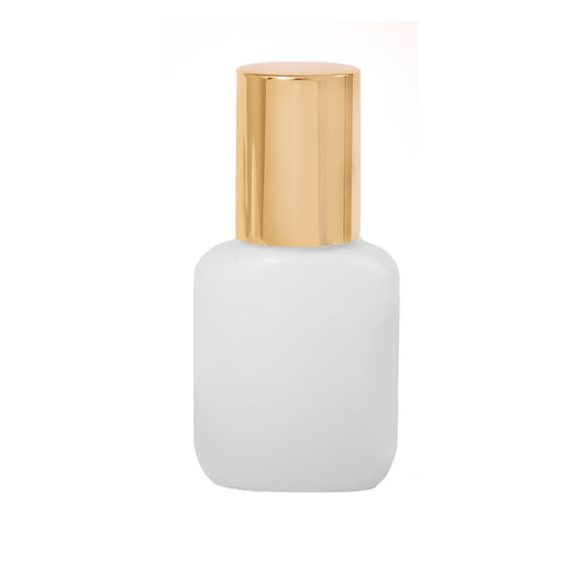 WHITE SQUOVAL BOTTLE GOLD METALLIC TOP