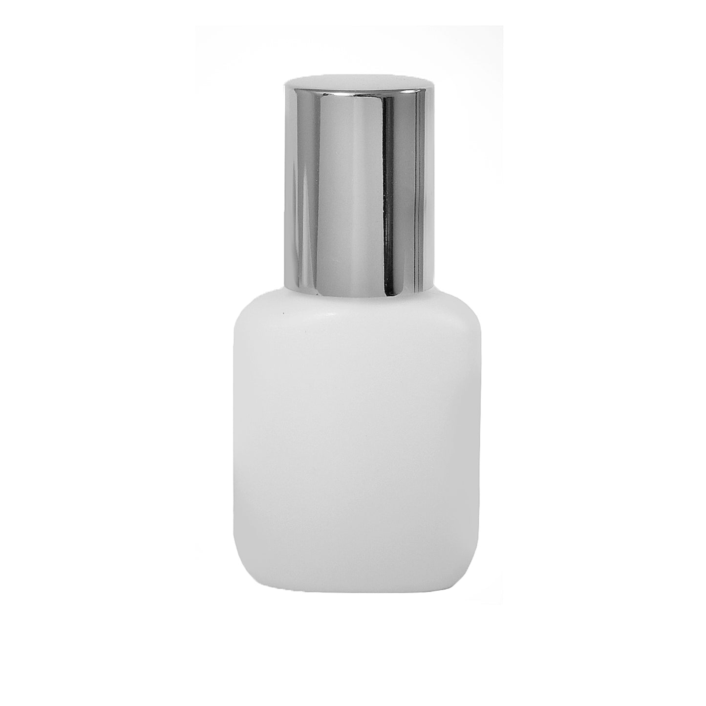 WHITE SQUOVAL BOTTLE SILVER METALLIC TOP